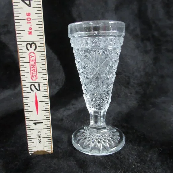 Vintage Clear-Cut Glass Decanter with Tray and 6 Glasses Bar Accessories
